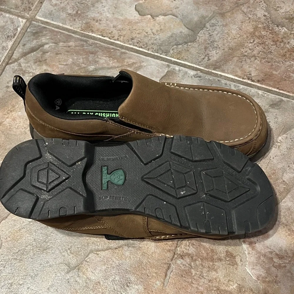Ariat Men's Edge LTE Slip-On Composite Toe Work Shoes  Brown Size 12 EE Wide